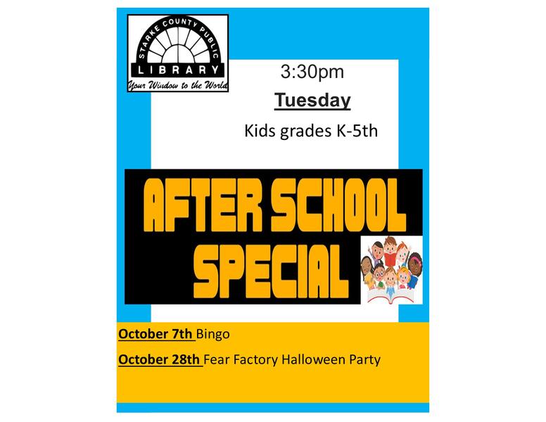 Afterschool activities Bingo and a fear Factory Halloween party!