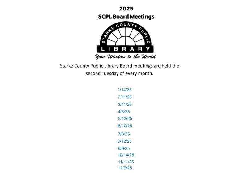 2025 SCPL Board meetings flyer