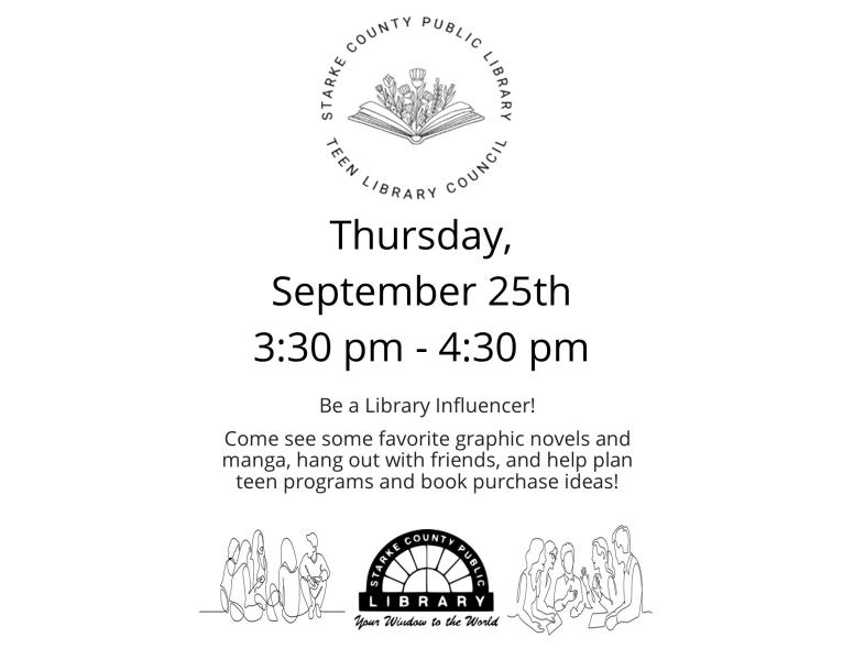 Teen Library Council September 25 Flyer