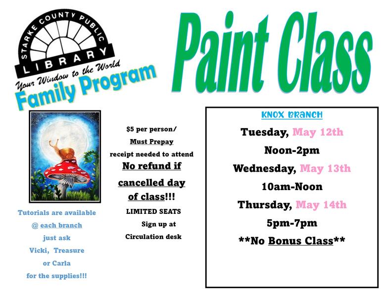 May Canvas paint Class Flyer