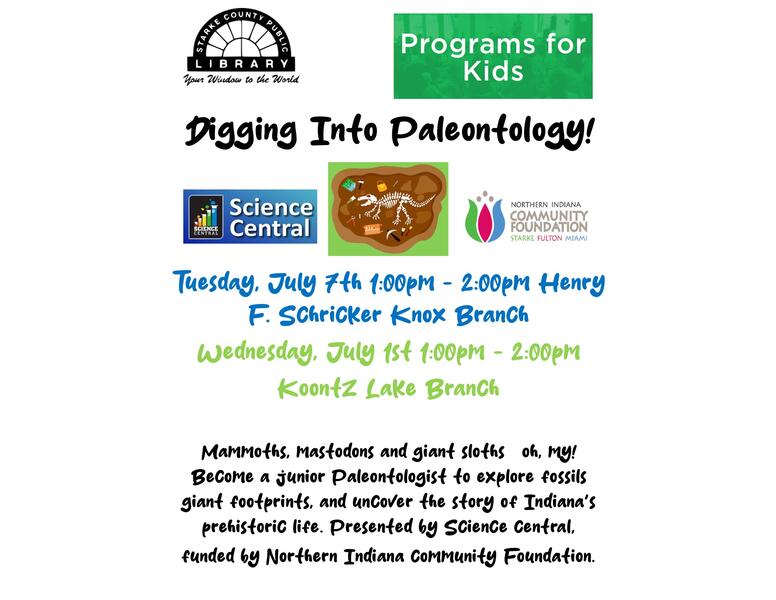 digging into paleontology flyer Koontz Lake