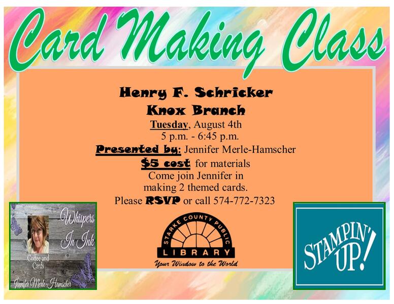 Stampin" Up Card Class Flyer