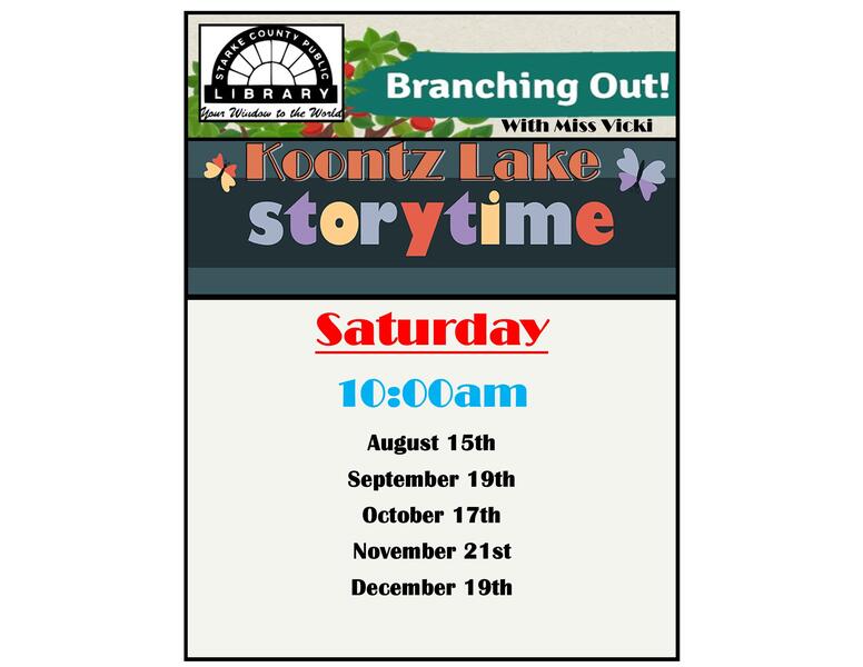 Koontz Lake Storytime flyer