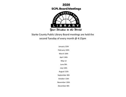 SCPL Board Meeting Dates flyer
