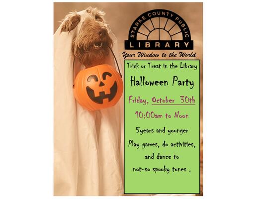 Trick or treat @ The Library flyer